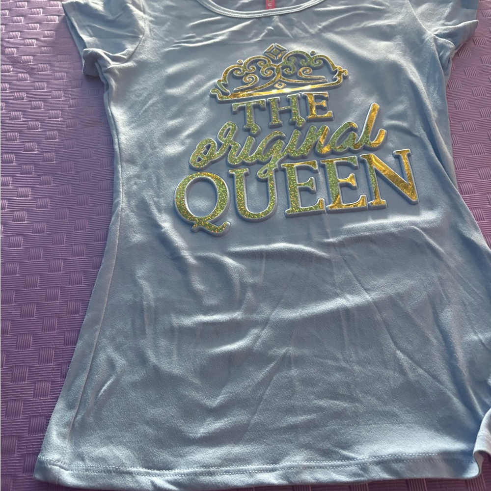 Blue T-Shirt with Gold Crown Design